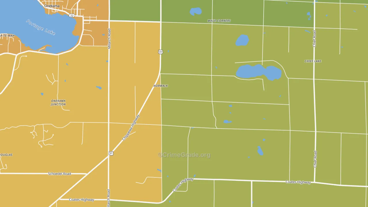 Norwalk, MI Map of Drug-Related Crime Rates