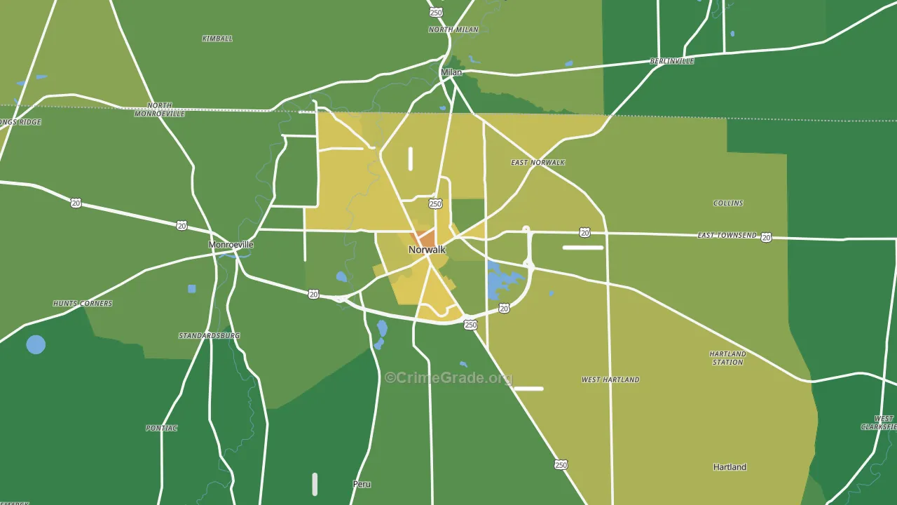 Norwalk, OH Map of Drug-Related Crime Rates