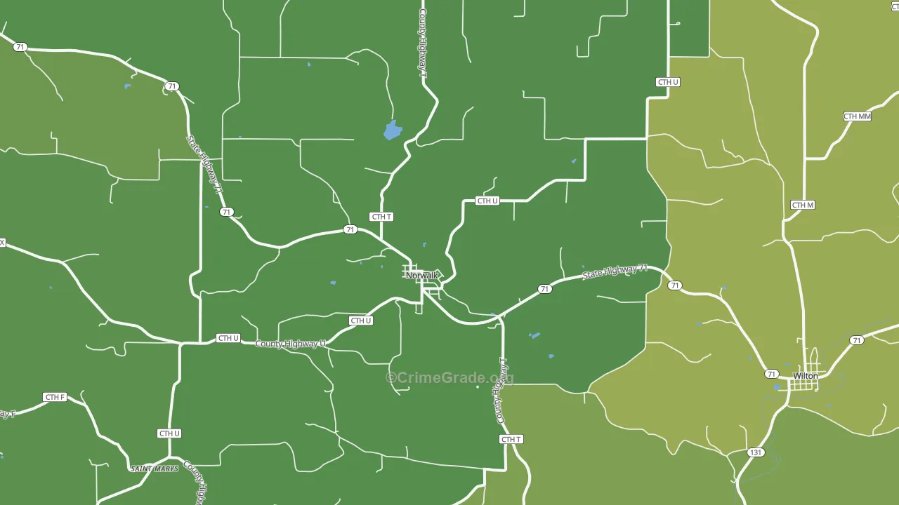 Norwalk, WI Map of Drug-Related Crime Rates