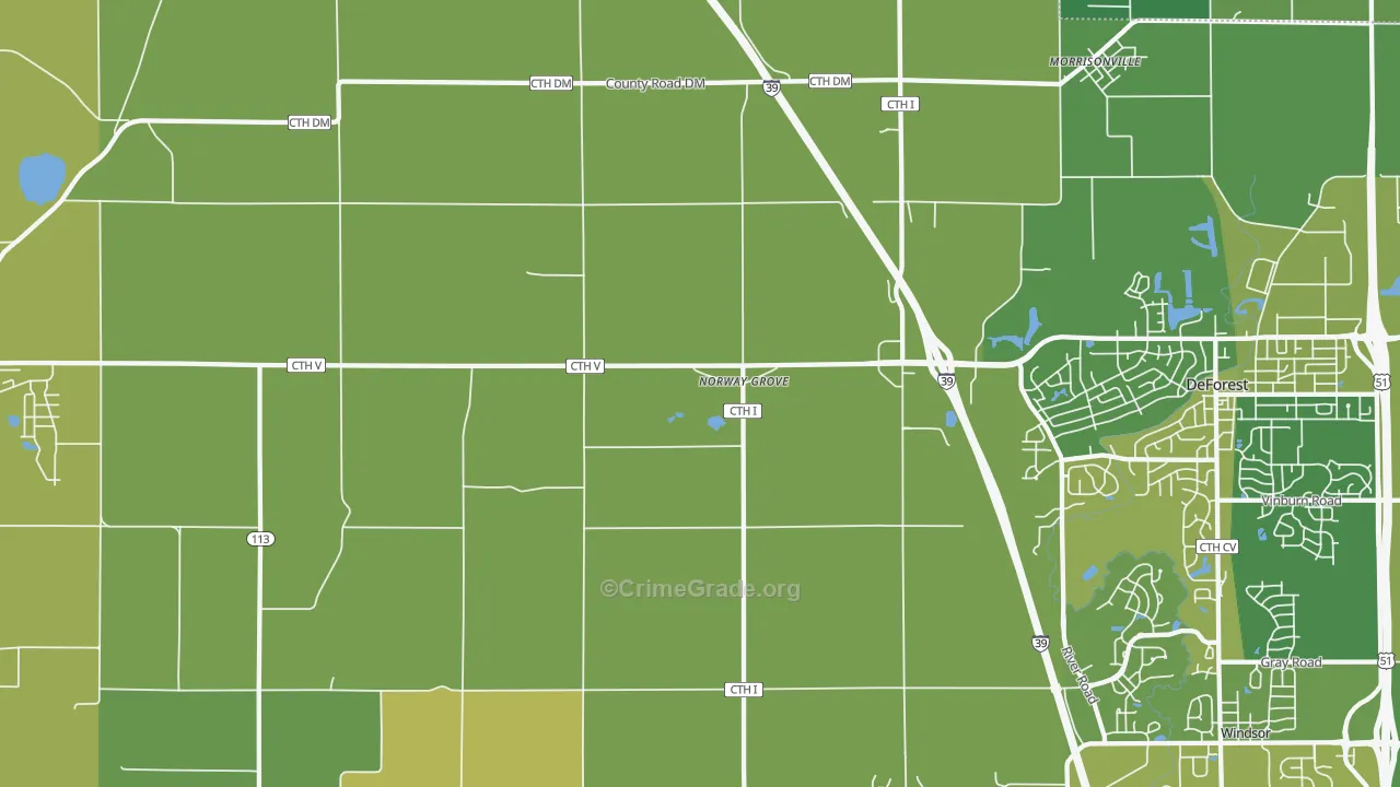 Norway Grove, WI Map of Drug-Related Crime Rates
