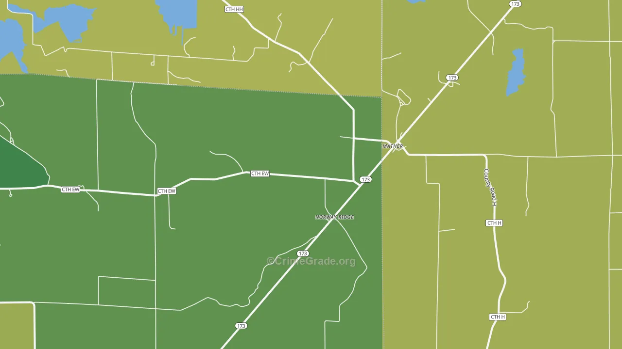 Norway Ridge, WI Map of Drug-Related Crime Rates