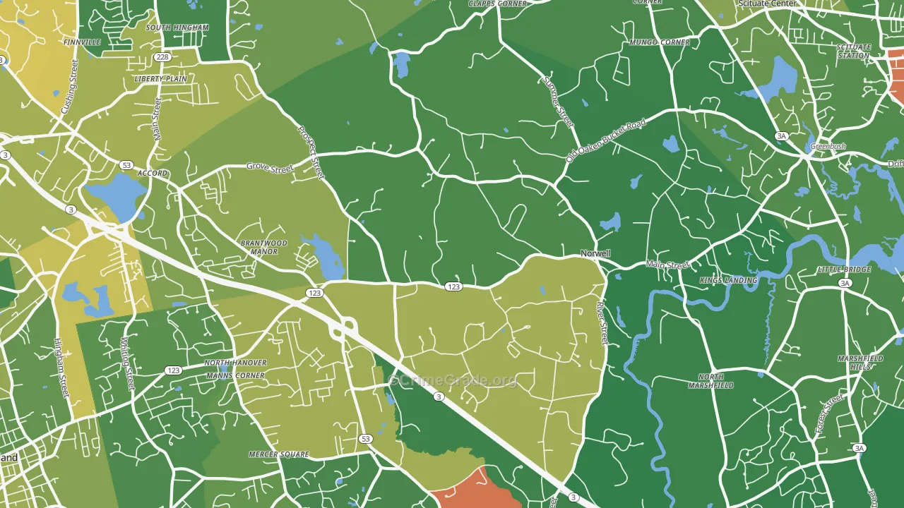 Norwell, MA Map of Drug-Related Crime Rates