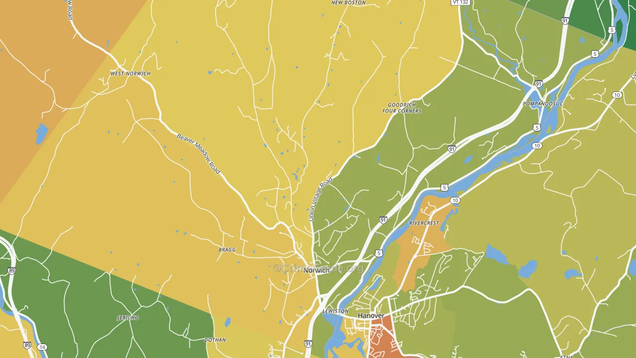 Norwich, VT Map of Drug-Related Crime Rates