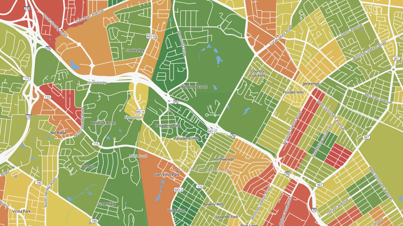 Norwood Court, MO Map of Drug-Related Crime Rates