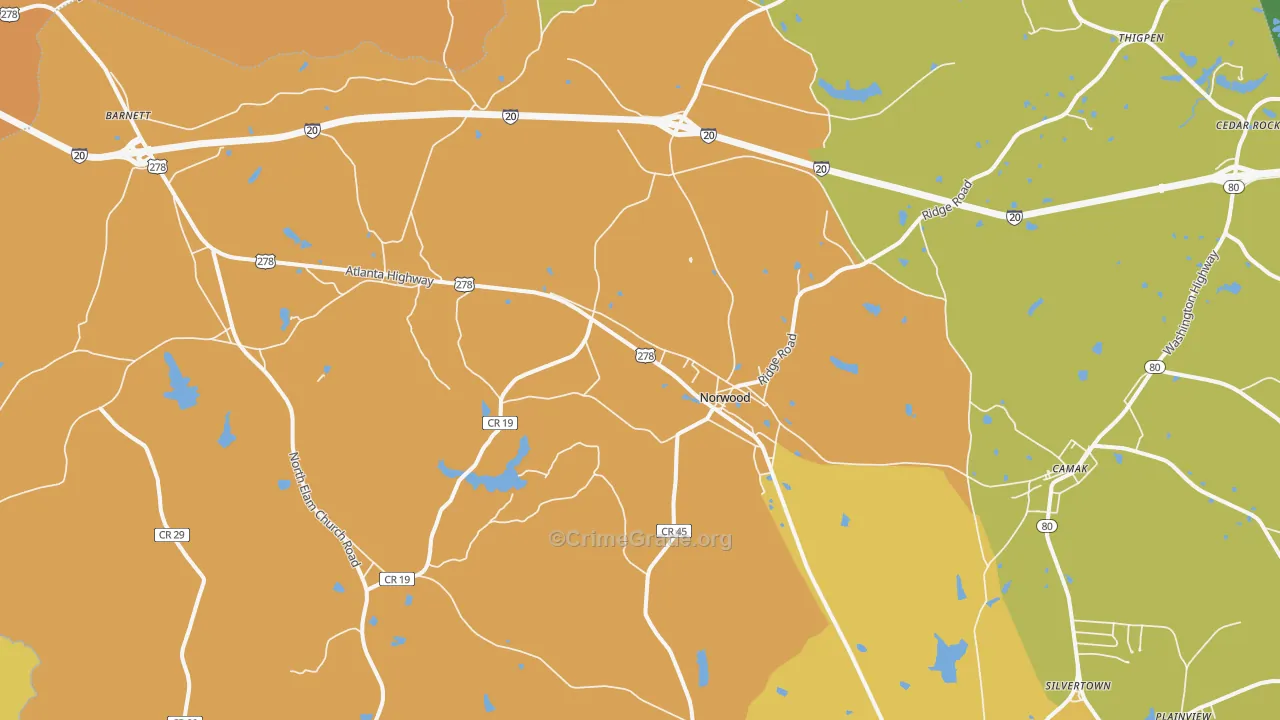 Norwood, GA Map of Drug-Related Crime Rates