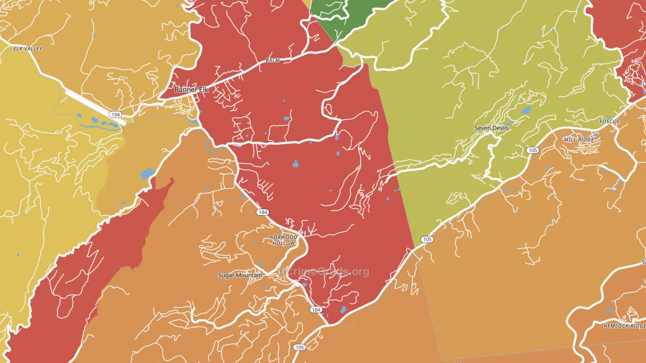Norwood Hollow, NC Map of Drug-Related Crime Rates