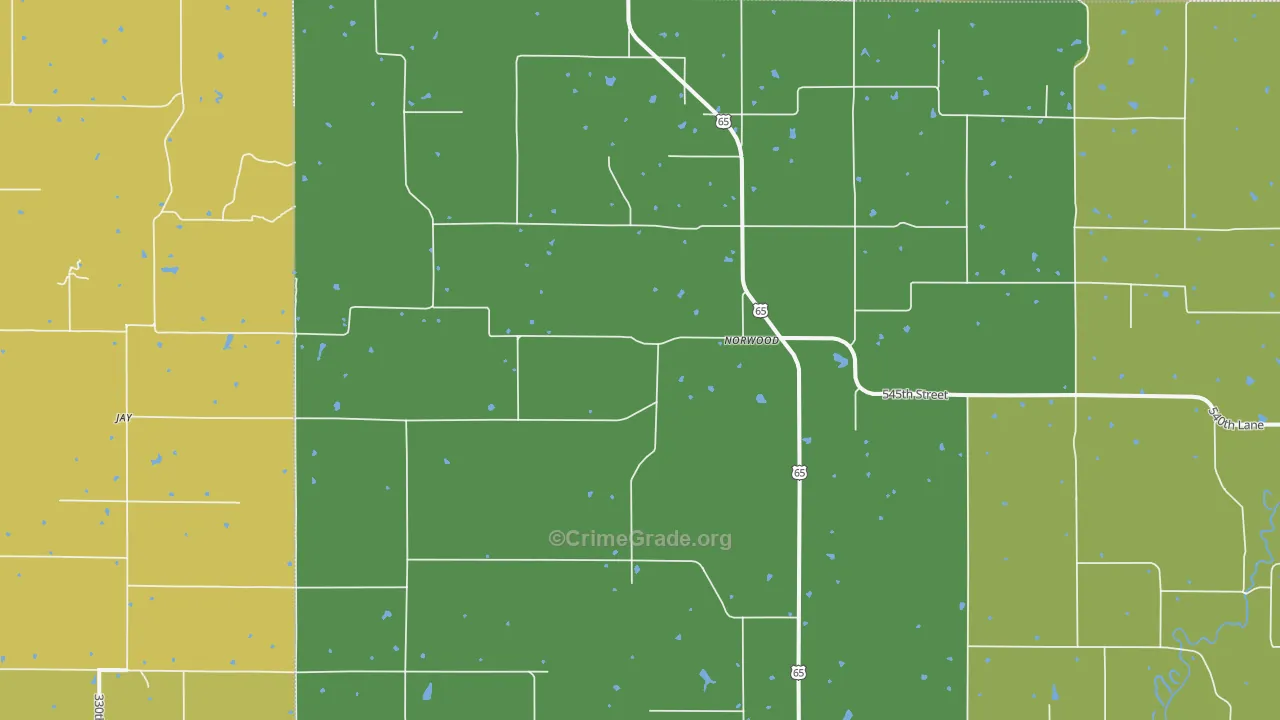 Norwood, IA Map of Drug-Related Crime Rates