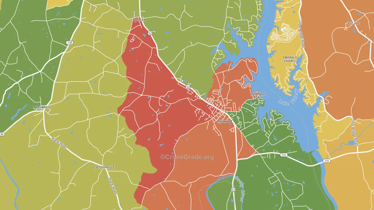 Norwood, NC Map of Drug-Related Crime Rates