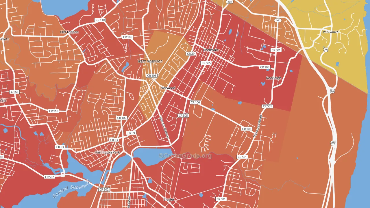Norwood, NJ Map of Drug-Related Crime Rates