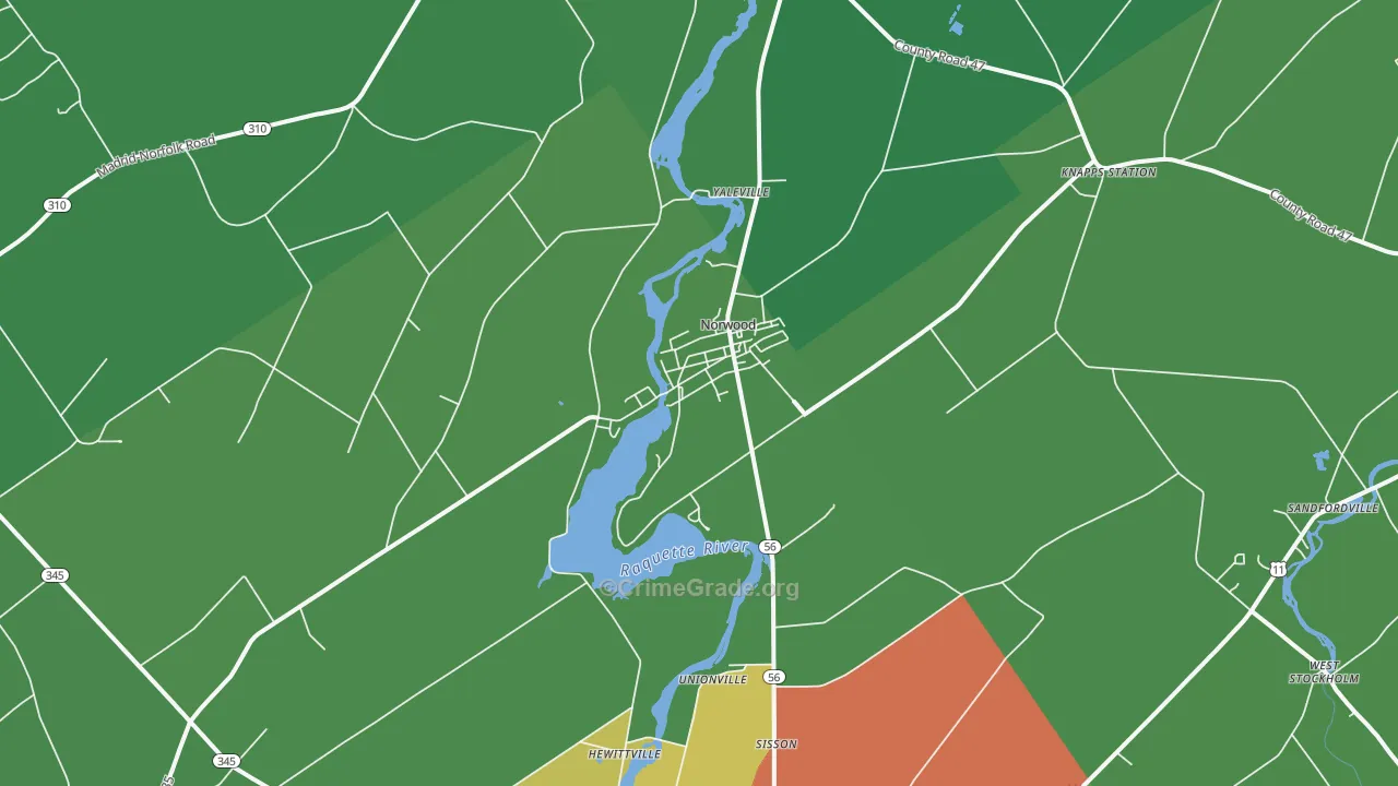 Norwood, NY Map of Drug-Related Crime Rates