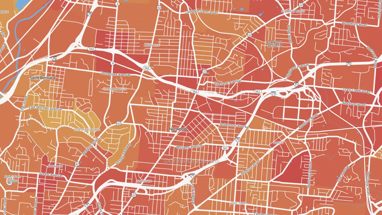 Norwood, OH Map of Drug-Related Crime Rates