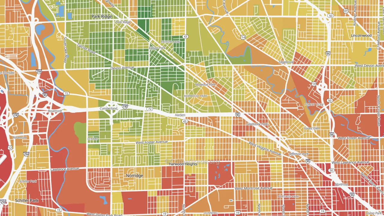 Norwood Park, Chicago, IL Map of Drug-Related Crime Rates
