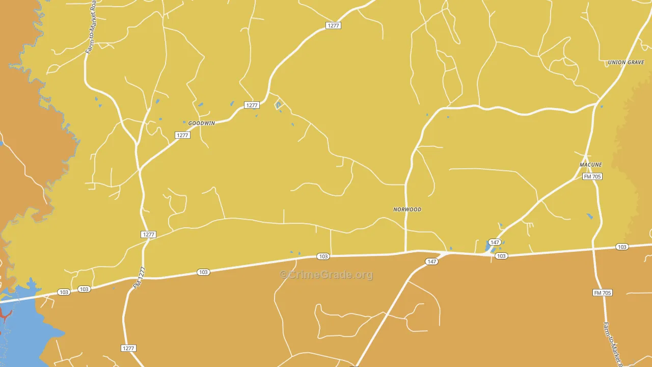 Norwood, TX Map of Drug-Related Crime Rates
