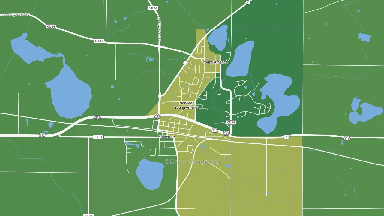Norwood Young America, MN Map of Drug-Related Crime Rates