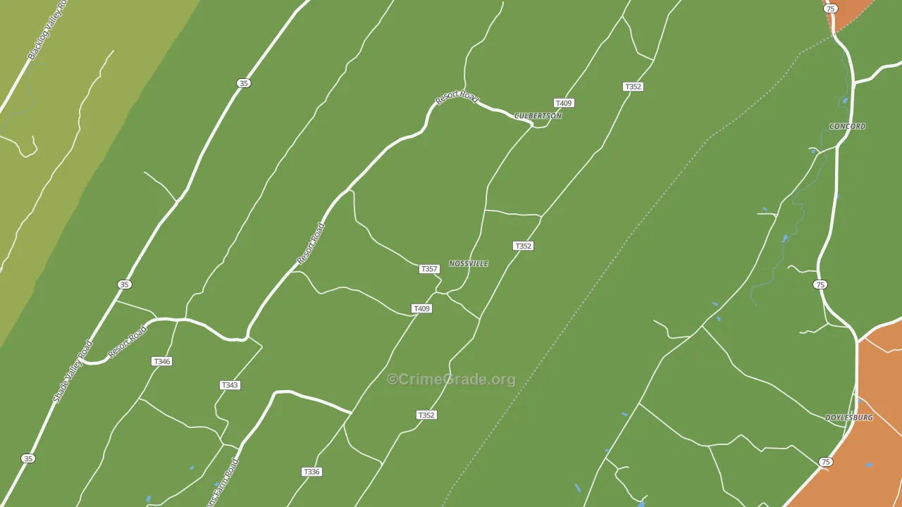 Nossville, PA Map of Drug-Related Crime Rates