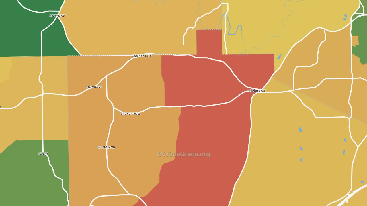 Notasulga, AL Map of Drug-Related Crime Rates
