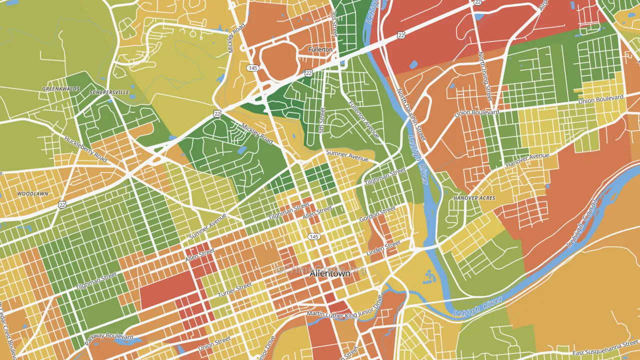 NoTi, Allentown, PA Map of Drug-Related Crime Rates