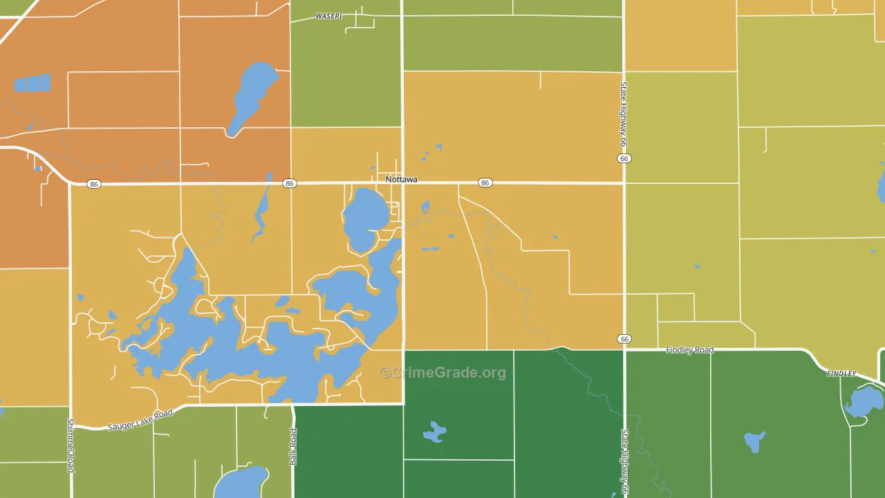 Nottawa, MI Map of Drug-Related Crime Rates