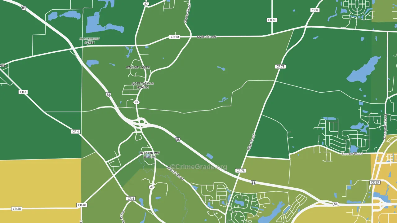 Nottingham Woods, IL Map of Drug-Related Crime Rates