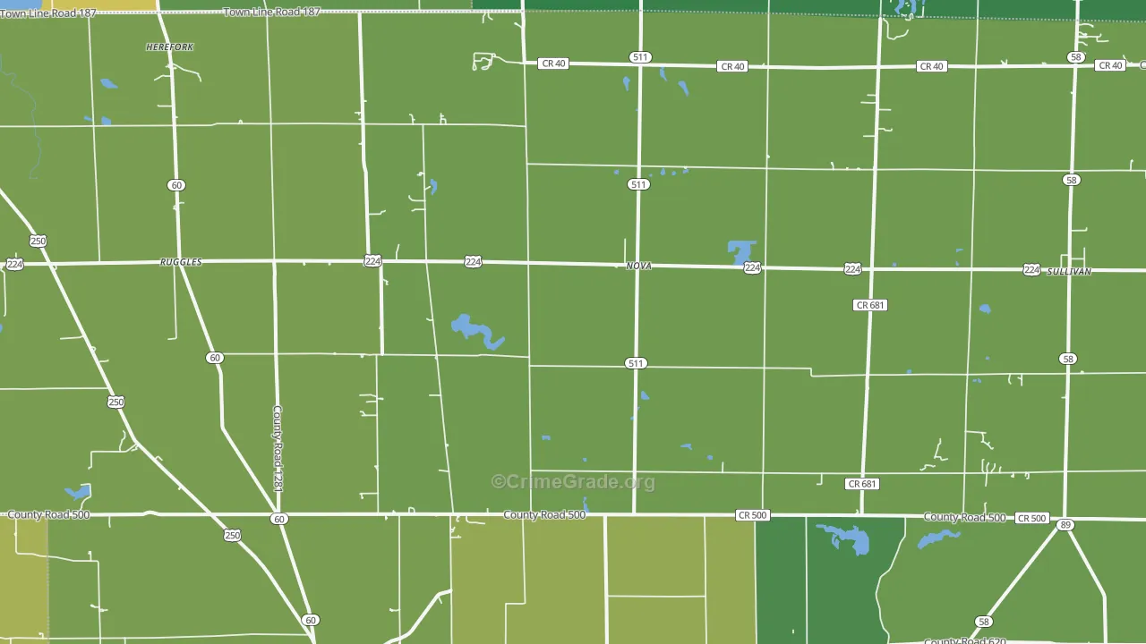 Nova, OH Map of Drug-Related Crime Rates