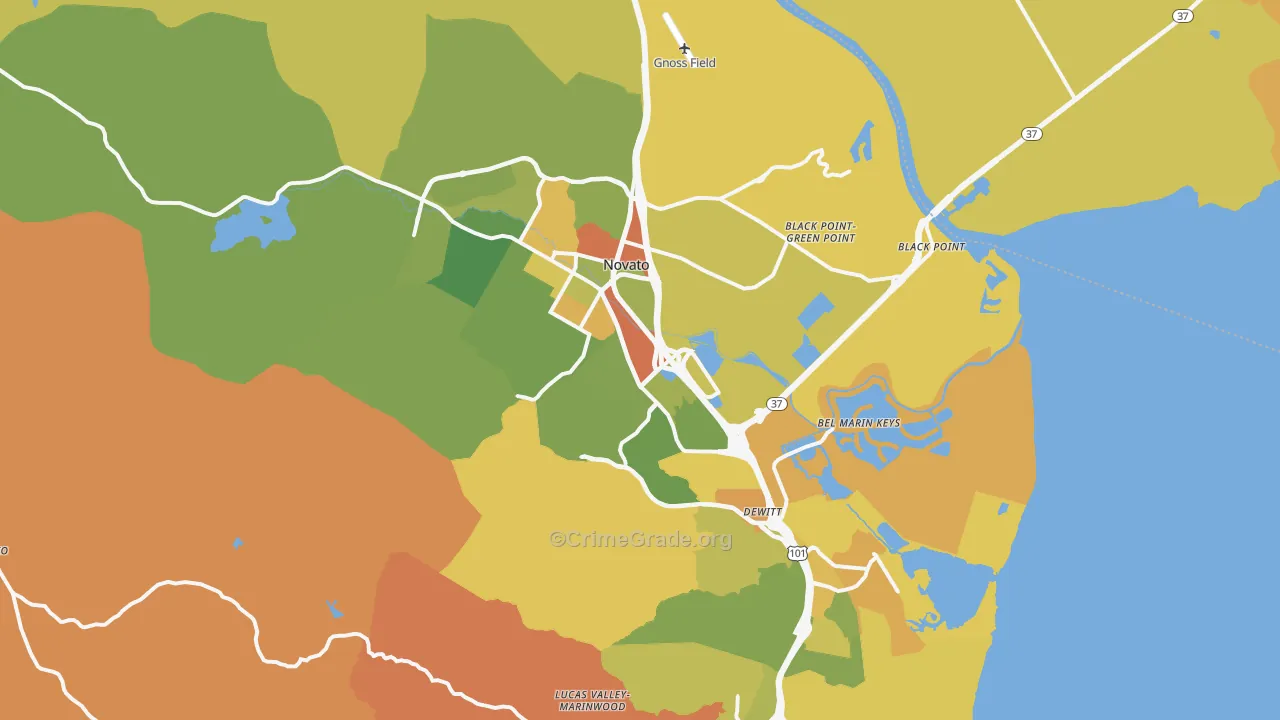 Novato, CA Map of Drug-Related Crime Rates