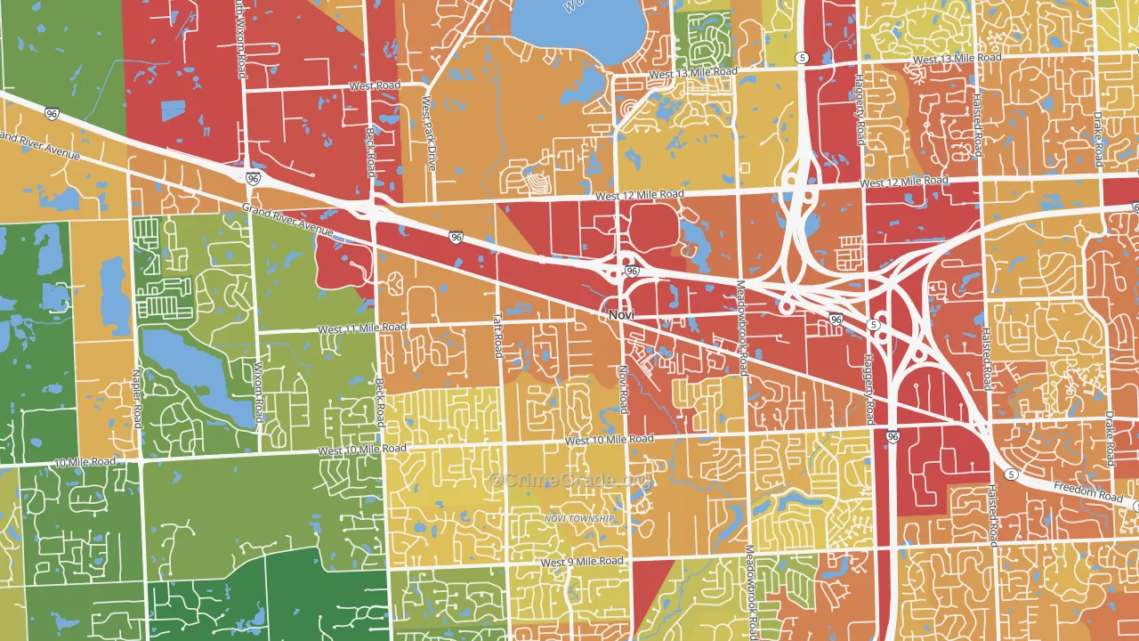 Novi, MI Map of Drug-Related Crime Rates