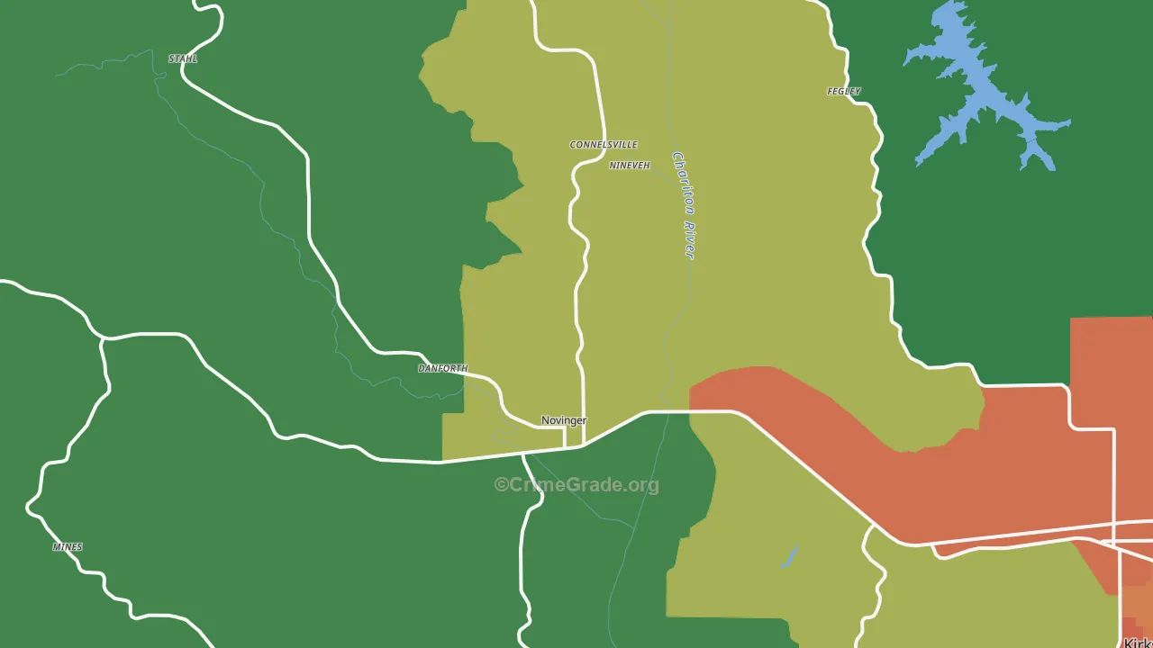 Novinger, MO Map of Drug-Related Crime Rates