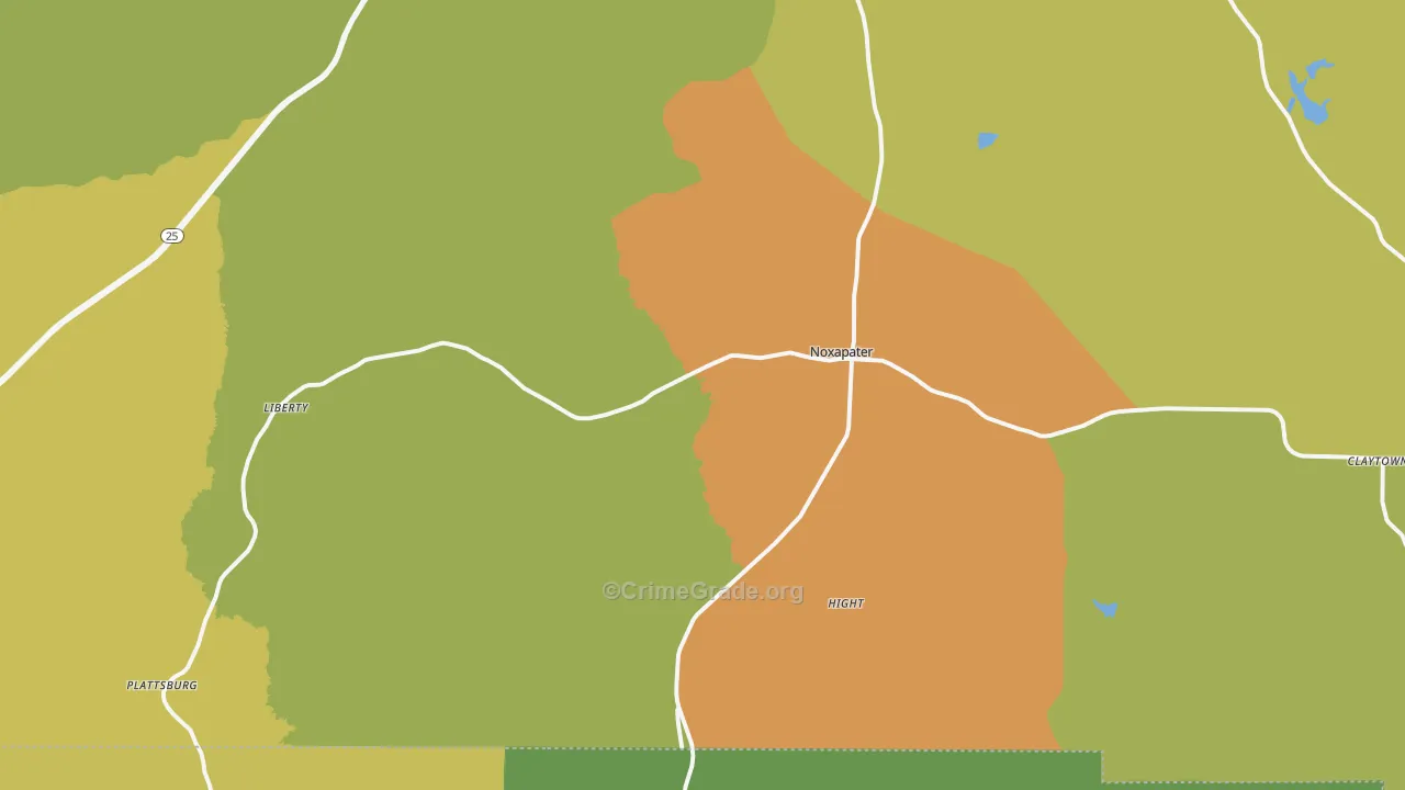Noxapater, MS Map of Drug-Related Crime Rates