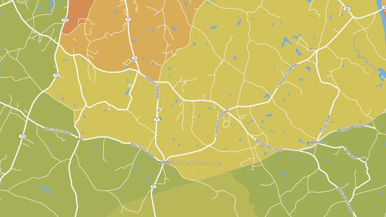 Nuberg, GA Map of Drug-Related Crime Rates