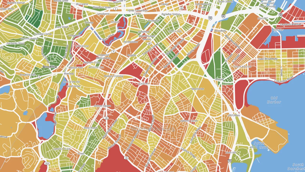 Nubian Square, Boston, MA Map of Drug-Related Crime Rates