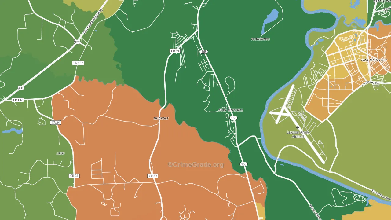 Nuckols, AL Map of Drug-Related Crime Rates