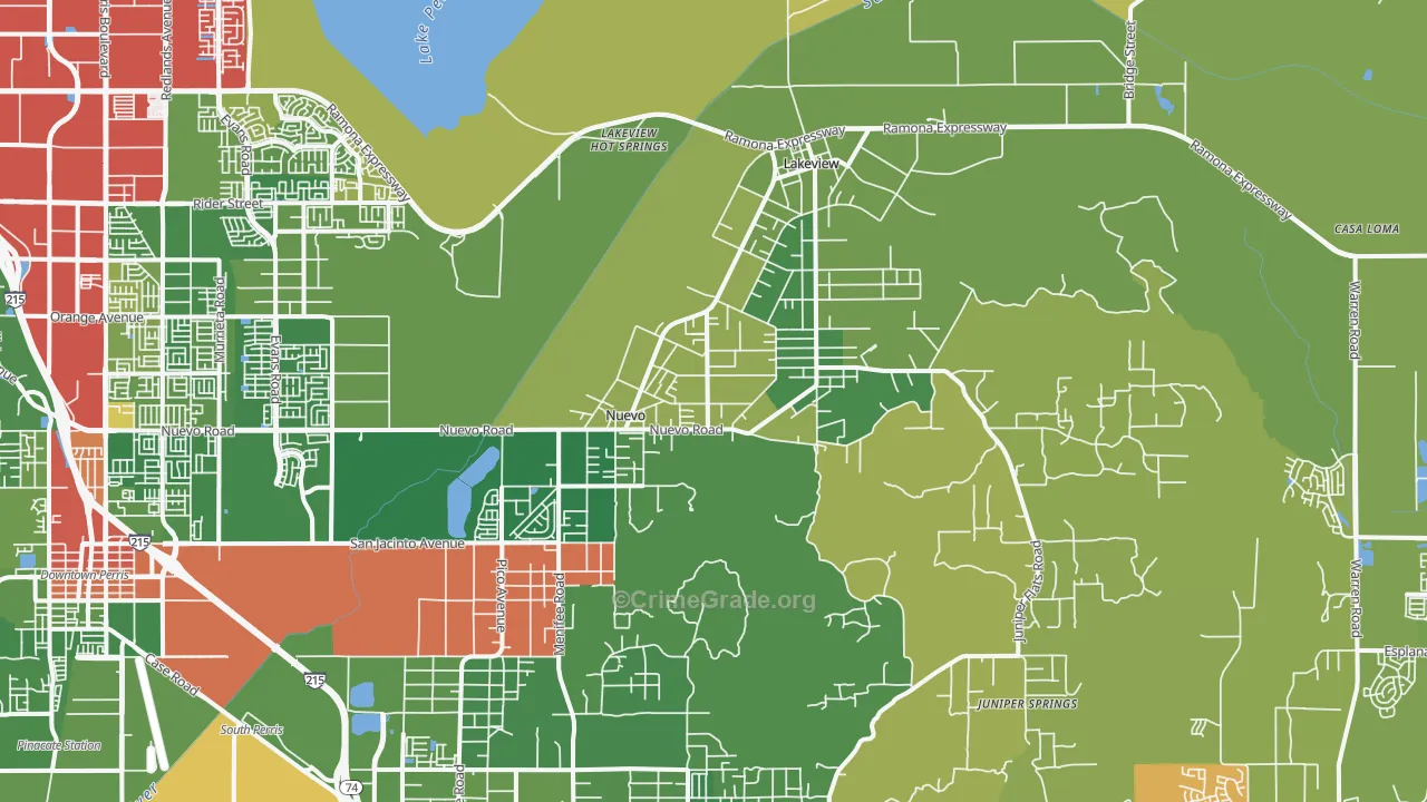 Nuevo, CA Map of Drug-Related Crime Rates