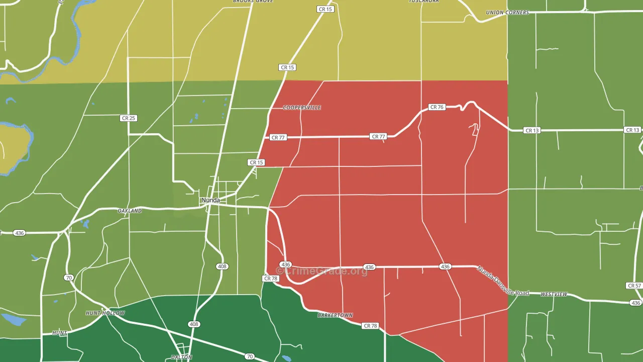 Nunda, NY Map of Drug-Related Crime Rates