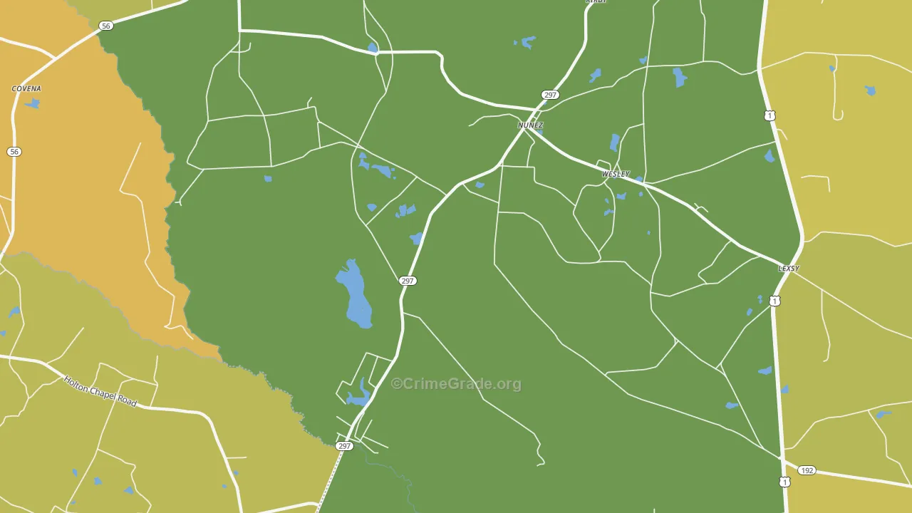Nunez, GA Map of Drug-Related Crime Rates