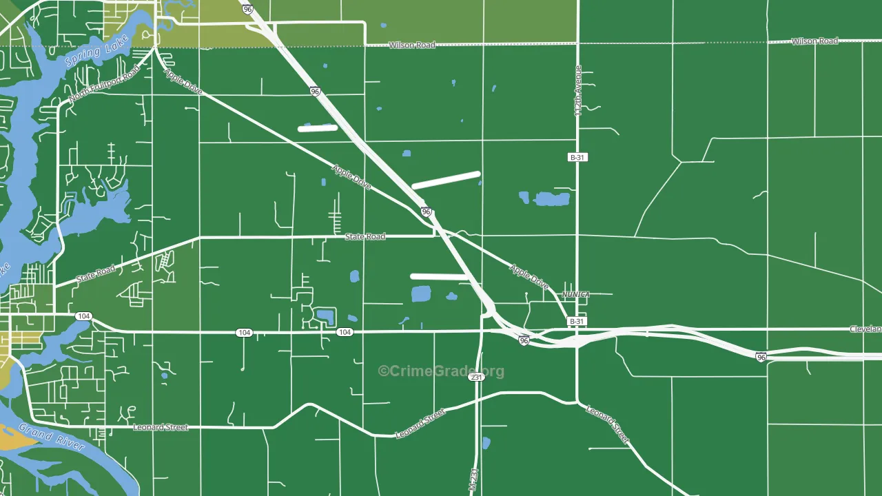 Nunica, MI Map of Drug-Related Crime Rates