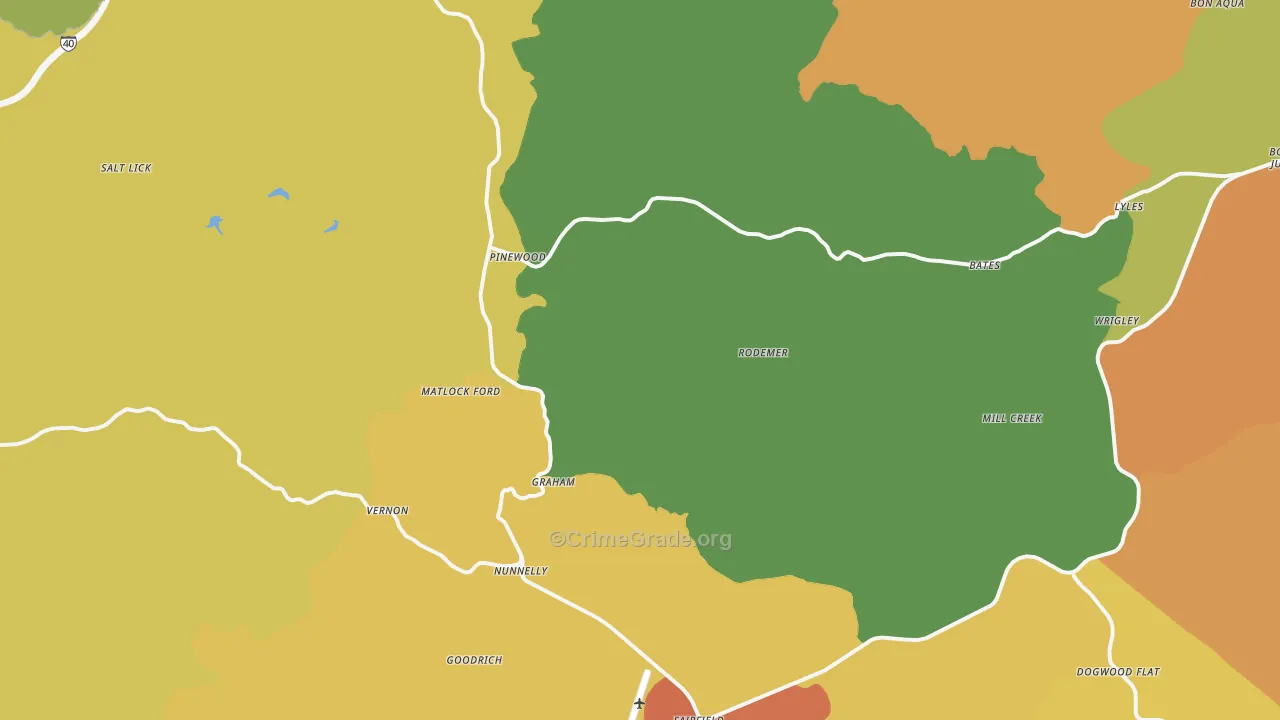 Nunnelly, TN Map of Drug-Related Crime Rates