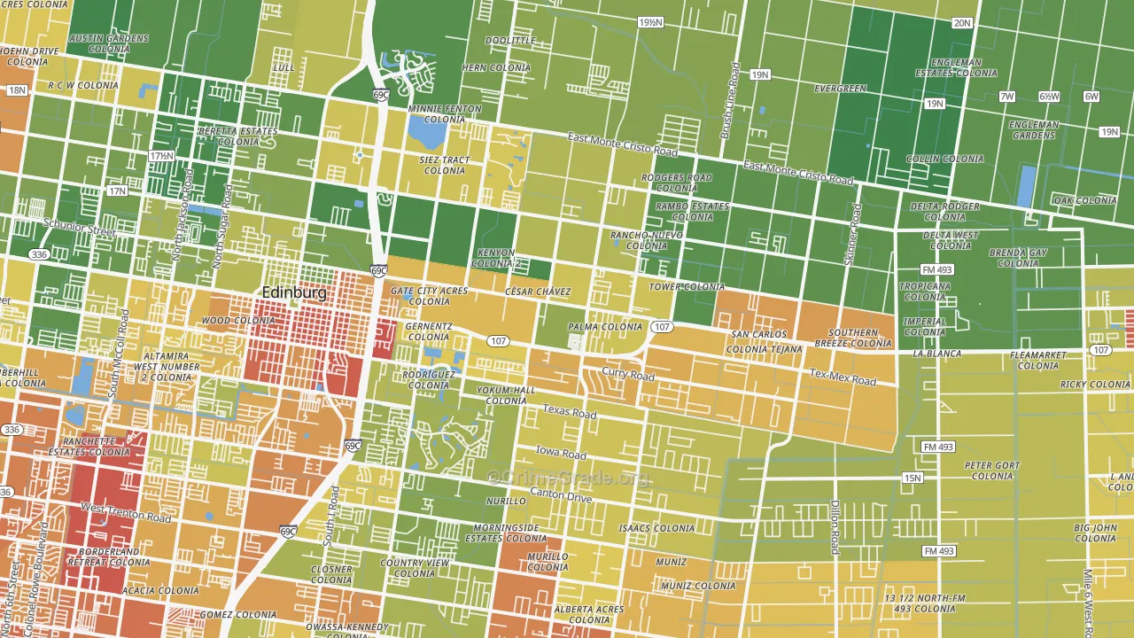 Nurillo, TX Map of Drug-Related Crime Rates