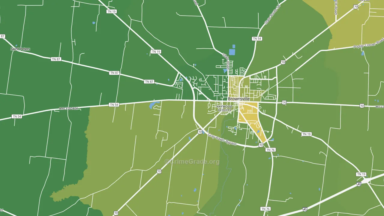Nutbush, TN Map of Drug-Related Crime Rates