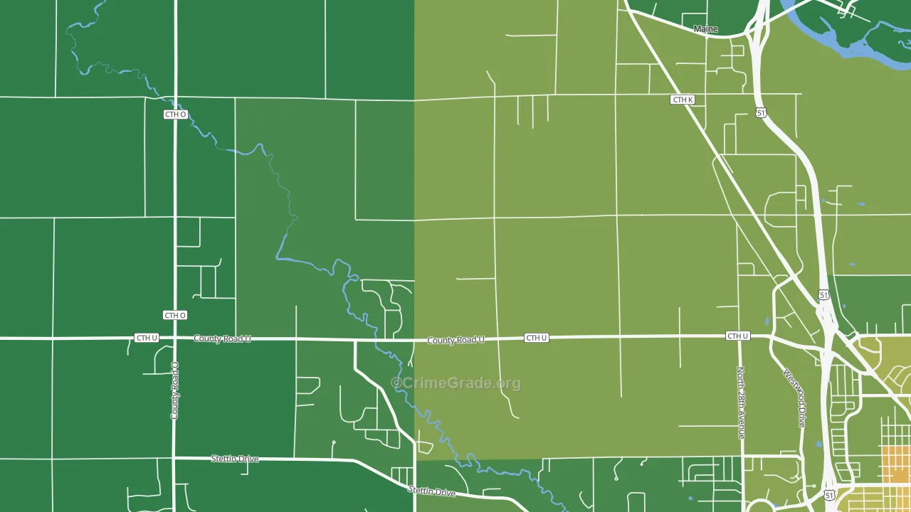 Nutterville, WI Map of Drug-Related Crime Rates