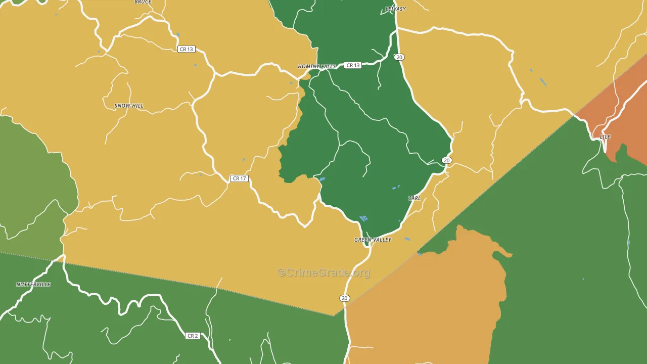 Nutterville, WV Map of Drug-Related Crime Rates