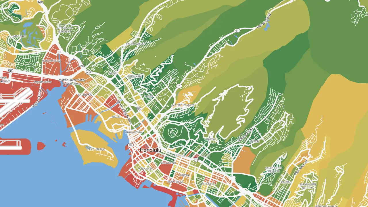 Nuuanu-Punchbowl, Honolulu, HI Map of Drug-Related Crime Rates