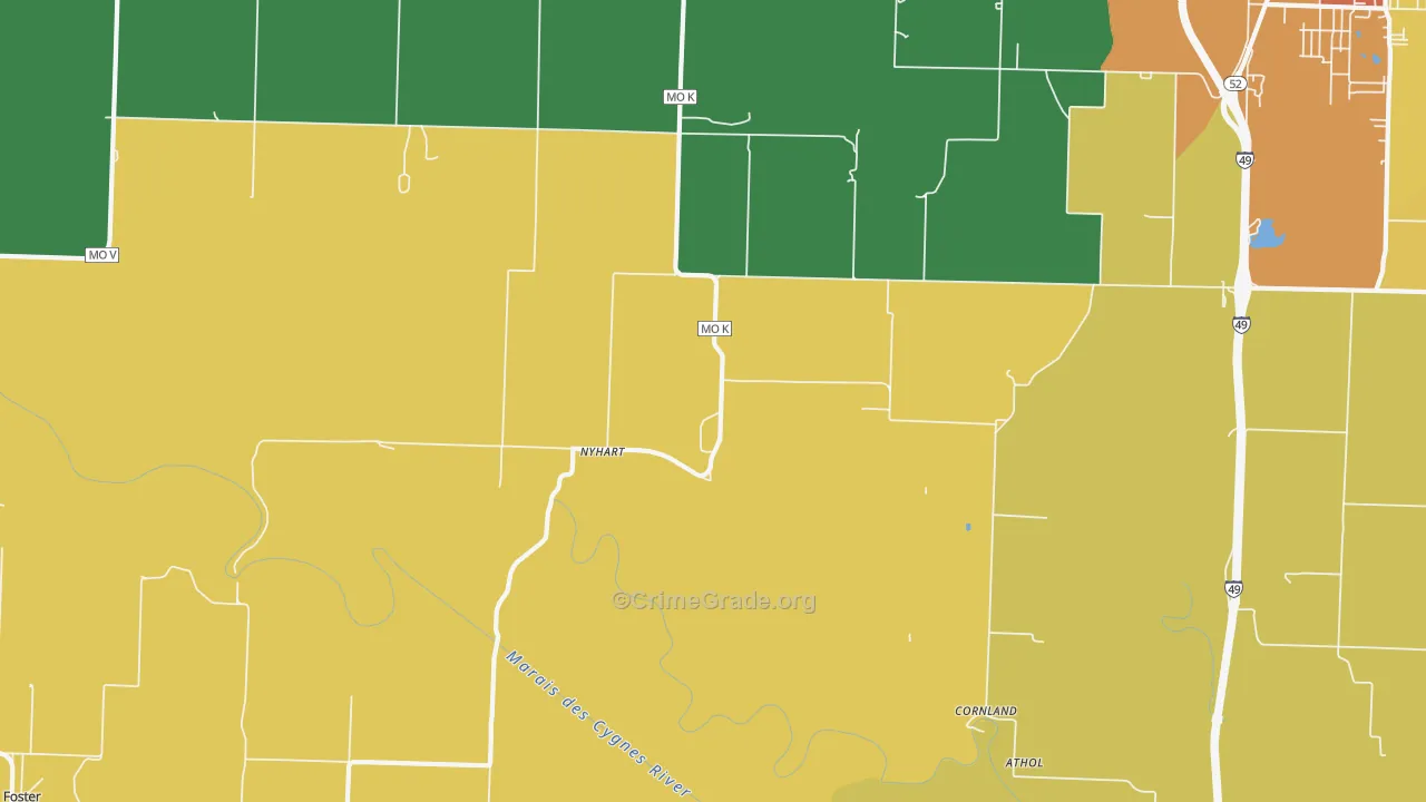 Nyhart, MO Map of Drug-Related Crime Rates