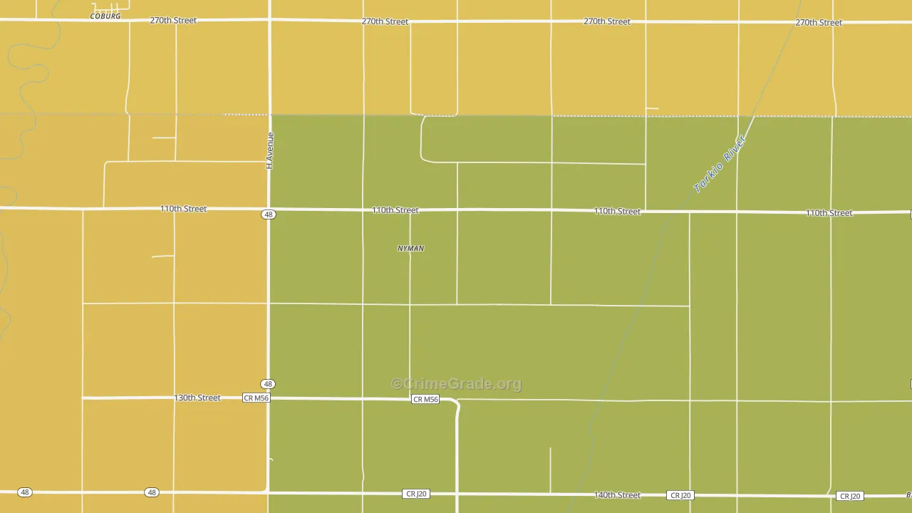 Nyman, IA Map of Drug-Related Crime Rates