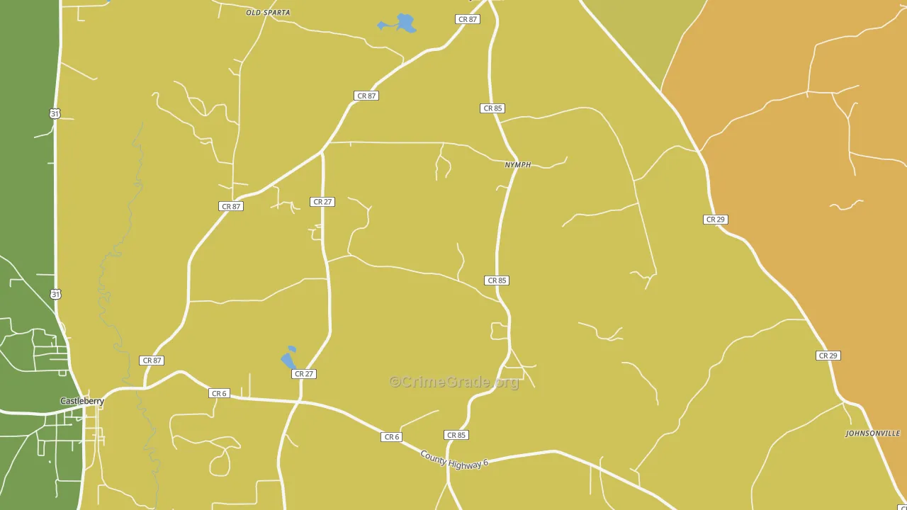 Nymph, AL Map of Drug-Related Crime Rates