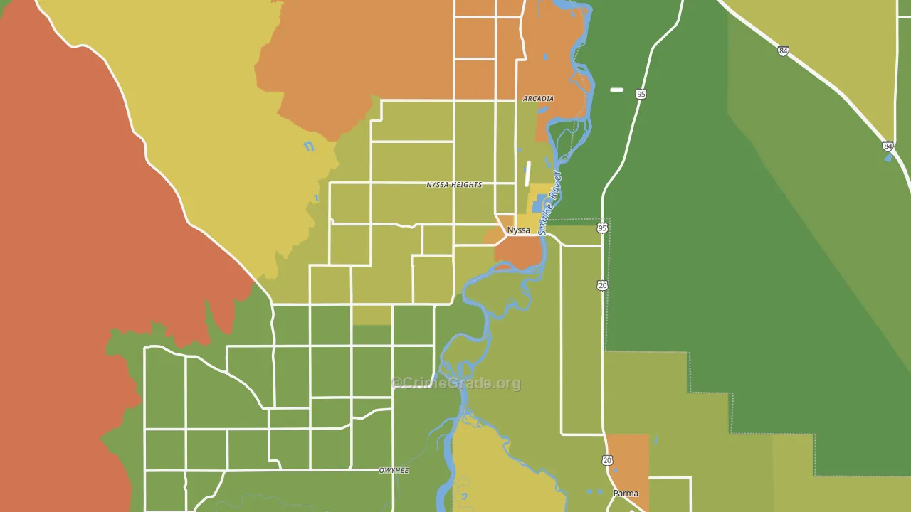 Nyssa, OR Map of Drug-Related Crime Rates
