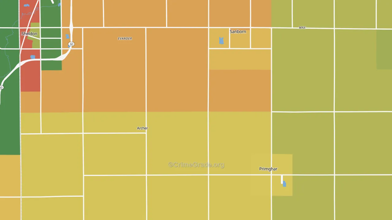 O'Brien County, IA Map of Drug-Related Crime Rates