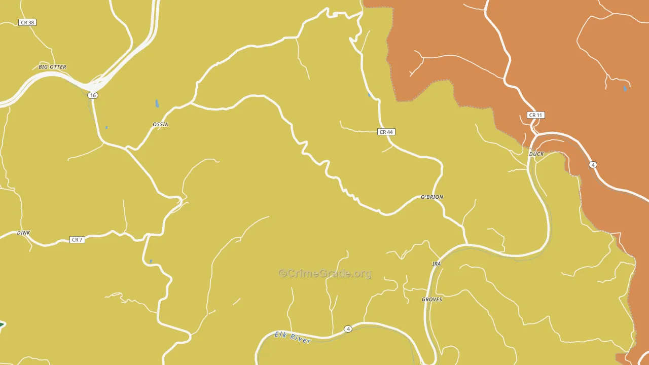 O'Brion, WV Map of Drug-Related Crime Rates
