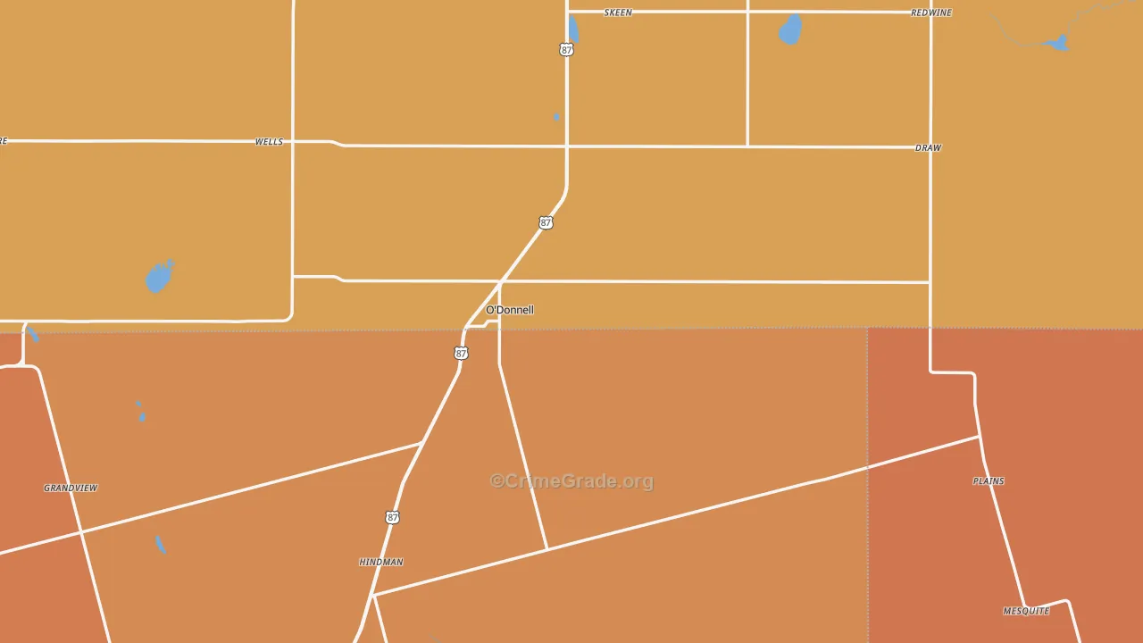 O'Donnell, TX Map of Drug-Related Crime Rates