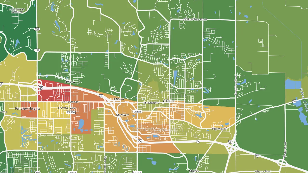 O'Fallon, IL Map of Drug-Related Crime Rates