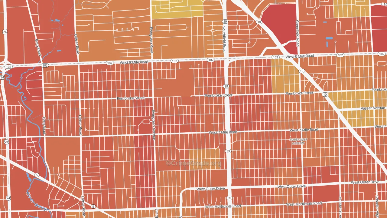 O Hair Park, Detroit, MI Map of Drug-Related Crime Rates